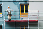 Baugerüst an Hauswand